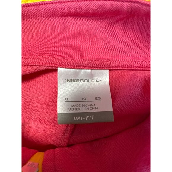 Nike Golf Dri-Fit Womens Pink & Yellow Short Sleeve 1/4 Zip Pullover XL - Picture 6 of 10